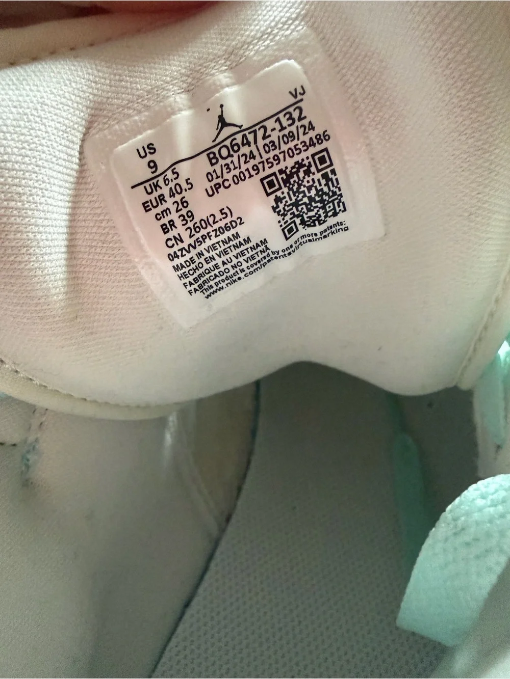 Nike Air Jordan High Top Sneakers in Mint Green & White